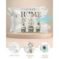 thumbnail image 2 of Hokiten Pillow Cases Queen Size Set of 2, Couch Pillow Covers, Cotton Floral Satin Pillowcases with Zipper for Hair/Skin, Pillow Protector Cover, Farmhouse Botanical Wooden Grain 20x30 Inches, 2 of 6