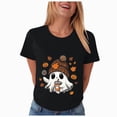 thumbnail image 5 of TOWED22 Womens Halloween Shirts Tshirts Spooky Season Ghost Vintage Graphic Tees Funny Crewneck Short Sleeve Tops(Black,M), 5 of 8