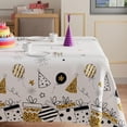 thumbnail image 2 of Birthday Gifts Hats Balloons Firework Tablecloth Rectangle Washable Table Covers for Indoor Outdoor Dining Table Home Party Decorations 60x84 Inch, 2 of 5