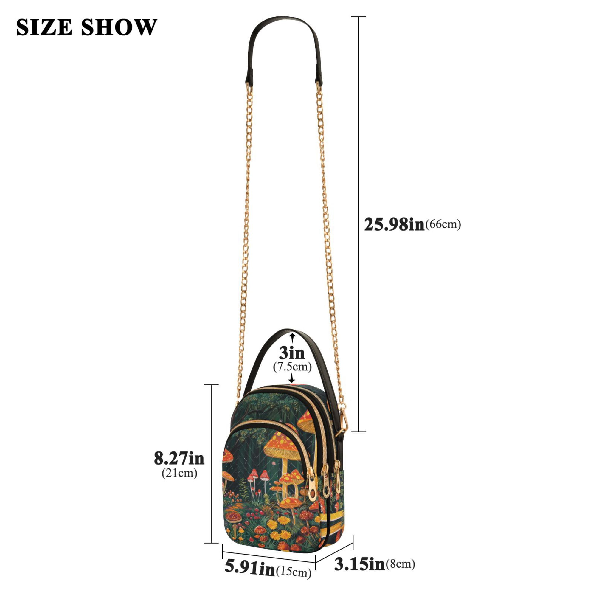 FORMRS Crossbody Bag for Women Quilted Travel Shoulder Cell Phone Purse with Chain Strap Handbag, Forest Mushroom