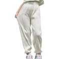 thumbnail image 1 of Pantalones deportivos para niños Joggers con cintura elástica, pantalones para niñas en estilo fino de verano, blanco, 120 cm-150 cm, 1 of 5
