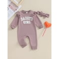 thumbnail image 3 of Jxzom Newborn Baby Girl Romper Clothes 0 3 6 12 18 Months Daddys Girls Embroidered Long Sleeve One Piece Jumpsuit with Headband, 3 of 8