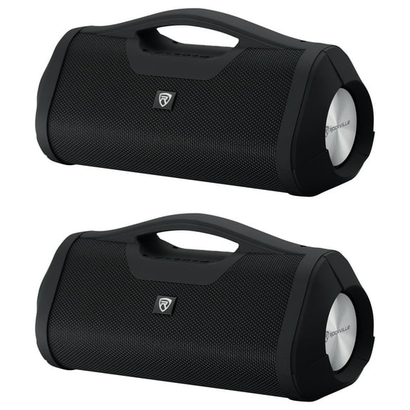 2 Rockville RPB-XL Portable Bluetooth Wireless Stereo Linking Speakers Powerbank