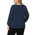 thumbnail image 3 of MODA NOVA Juniors Plus Size Fashion Work Long Sleeves Ribbon Front Chiffon Blouse, 3 of 5