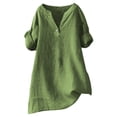 thumbnail image 4 of DGMIOCS Linen Shirts for Women Dressy Casual 2026 Short Sleeve V Neck Tunic Tops Loose Summer Blouses Trendy Green XXXXL, 4 of 4