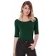 thumbnail image 5 of Camiseta Suave De Media Manga Con Cuello Redondo Entallado Para Mujer Verde oliva XXL, 5 of 6