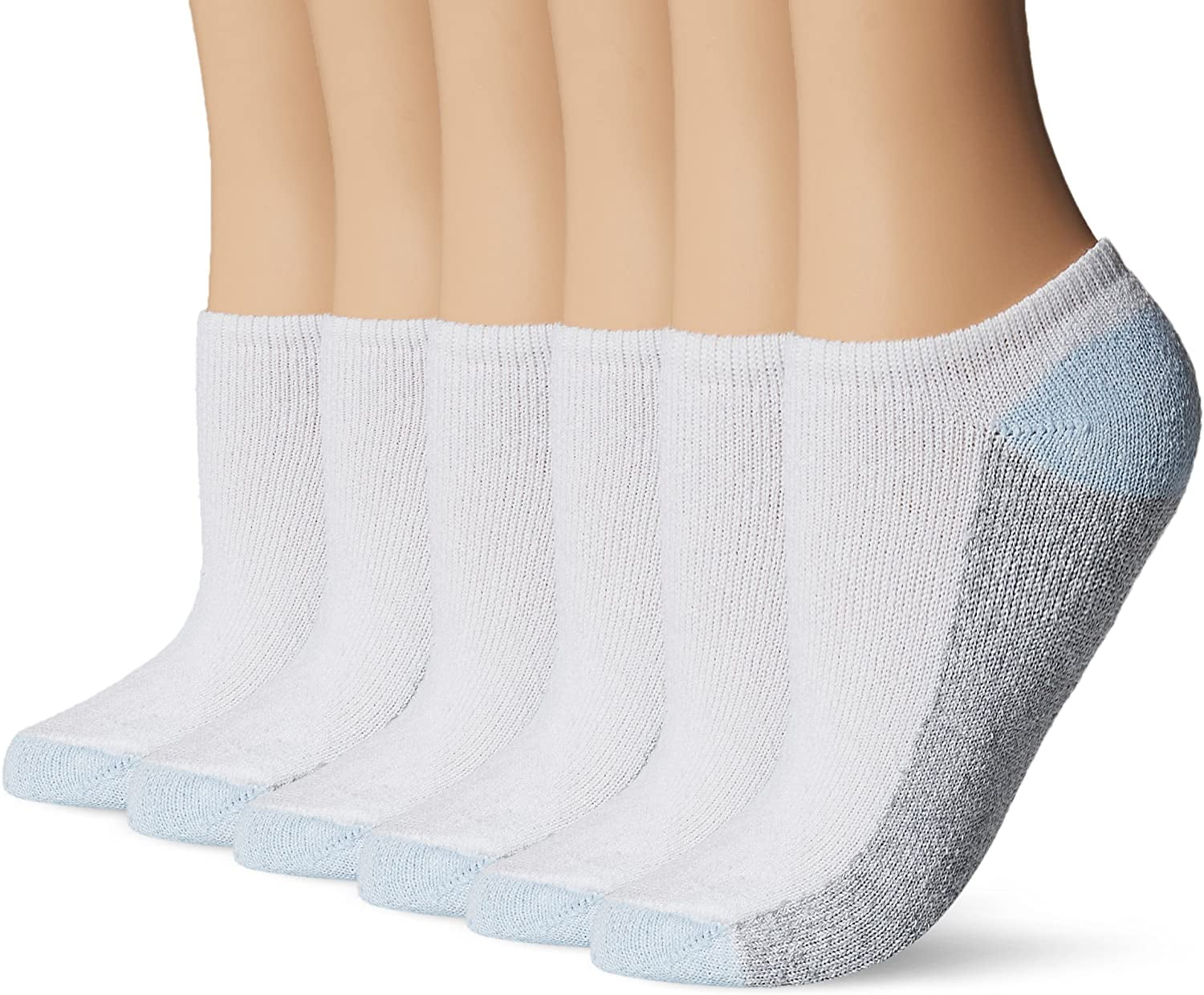 Fruit Of The Loom Womens 6 Pack No Show Socks, Shoe Size 8-12, White ...
