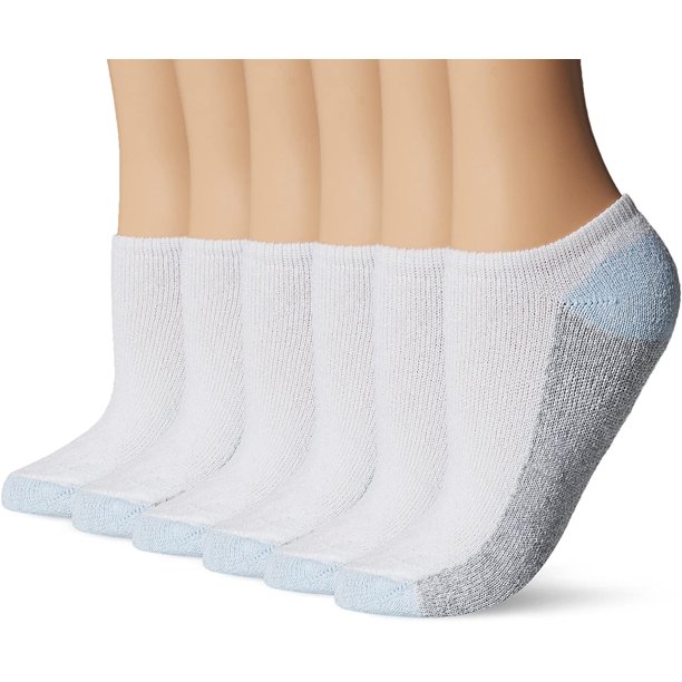 Fruit Of The Loom Womens 6 Pack No Show Socks, Shoe Size 8-12, White ...