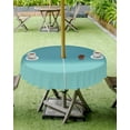 thumbnail image 3 of Outdoor Tablecloth Teal Ombre Round Patio Tablecloths 60 Inch, Waterproof Outside Table Cloths with Umbrella Hole and Zipper, Turquoise Summer Table Cover for Outdoor Tables Garden, 3 of 6