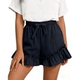 thumbnail image 7 of XPMWRP Women Casual Ruffle Hem Shorts Elastic Waist Drawstring Summer Shorts with Side Pockets for Beach and Casual Wear Navy XXL, 7 of 7