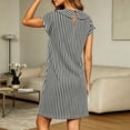 thumbnail image 5 of Iyufng Striped Straight Cut Short Dresses for Women with Short Sleeves, Peter Pan Collar and Pockets, 5 of 5