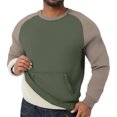 thumbnail image 2 of Fshiont Men's Warm Crewneck Sweatshirt Sherpa Fleece Lined Sweatshirts Winter Thermal Heavyweight Fuzzy Soft Pullover Tops with Pocket Army Green L, 2 of 5