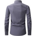 thumbnail image 2 of XINQIHANG Chemise Habillée à Manches Longues pour Hommes Coupe Régulière Décontractée Boutonnée Unie avec Poches, 2 of 7