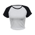 thumbnail image 4 of Bibifish Womens Tee Tops Y2K Chic Slim Fit Short Sleeve Set-In Sleeve T Shirts Crewneck Party Stylish Chic Casual Cute Trendy Tee Tops, 4 of 5