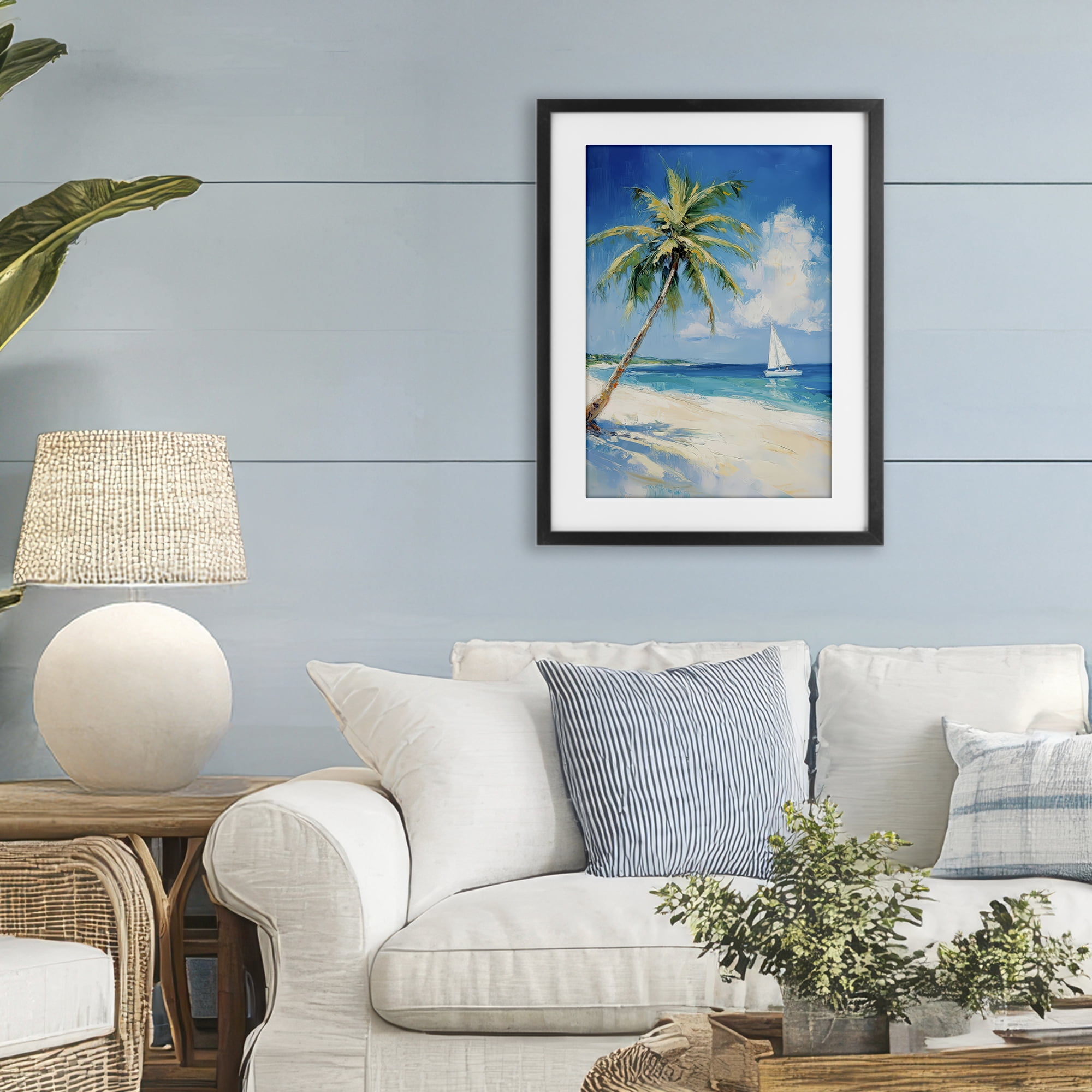 Stupell Industries White Clouds & Sails Black Framed Print Under Glass, design by Petal Prints Design