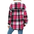 thumbnail image 3 of Flannel Fleece Jacket Women Casual Plaid Shacket Button Down Jacket Warm Fuzzy Sherpa Lined Jacket Fall Winter Coat, 3 of 4