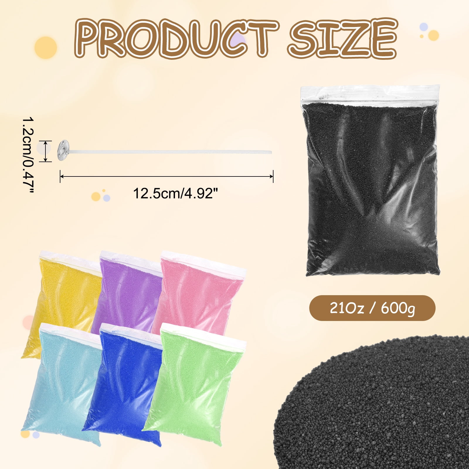 Pearled Sand Candles with 50 Pcs Wicks 21Oz / 600g Candle Beads Refillable Powder Sand Wax Making Kit for Thanksgiving Christmas Wedding Party DIY Home Crafts, Black