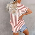 thumbnail image 5 of Red Women Shirts, Women Striped Button Down Shirts Cotton Linen Blouse Tops Short Sleeve Collar Guaze Shirt Trendy Vacation Work Clothes,Women Shirts XL, 5 of 8