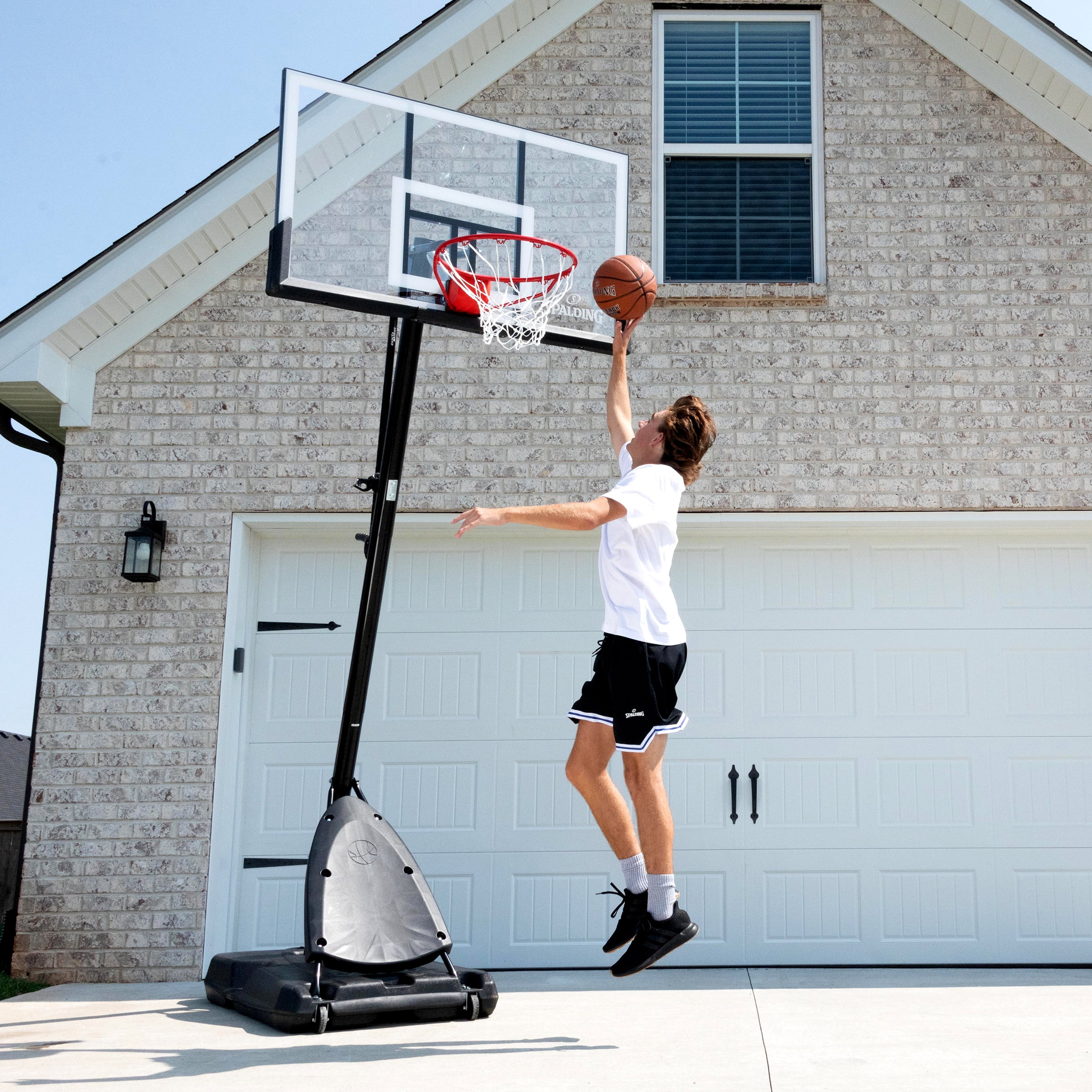Spalding 54" Portable Basketball System Adjustable Hoop Backboard Angled Pole 