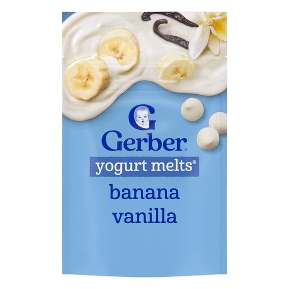 Gerber Stage 3 Baby Food Snacks, Banana Vanilla Yogurt Melts, Baby Led Feeding 1 oz