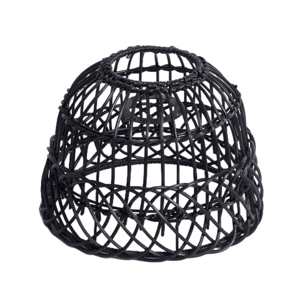 Pantalla de lámpara colgante, tejido de ratán, cubierta de luz de araña retro, pantalla de lámpara colgante tejida a mano para Hotel, cafetería, pasil Negro