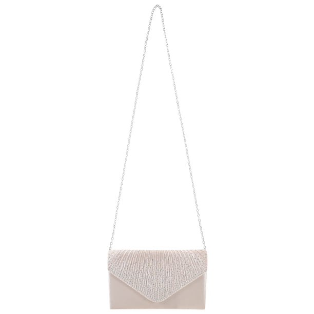 ADDHAT Clutch Sobre Beige Para Mujer En Poliéster Con Detalle De Pedrería Para Y Banquetes