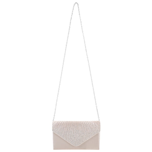 ADDHAT Clutch Sobre Beige Para Mujer En Poliéster Con Detalle De Pedrería Para Y Banquetes