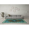 thumbnail image 3 of Ahgly Company Machine Washable Indoor Round Persian Turquoise Blue Traditional Area Rugs, 8' Round, 3 of 4