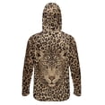 thumbnail image 2 of SEANATIVE Sun Protection Fishing Hoodie for Men, Long Sleeve Hooded Full Coverage Fishing Shirt Workout Camping Running Hooded Top with Mesh Face Mask, S, Leopard Print Brown Beige, 2 of 7