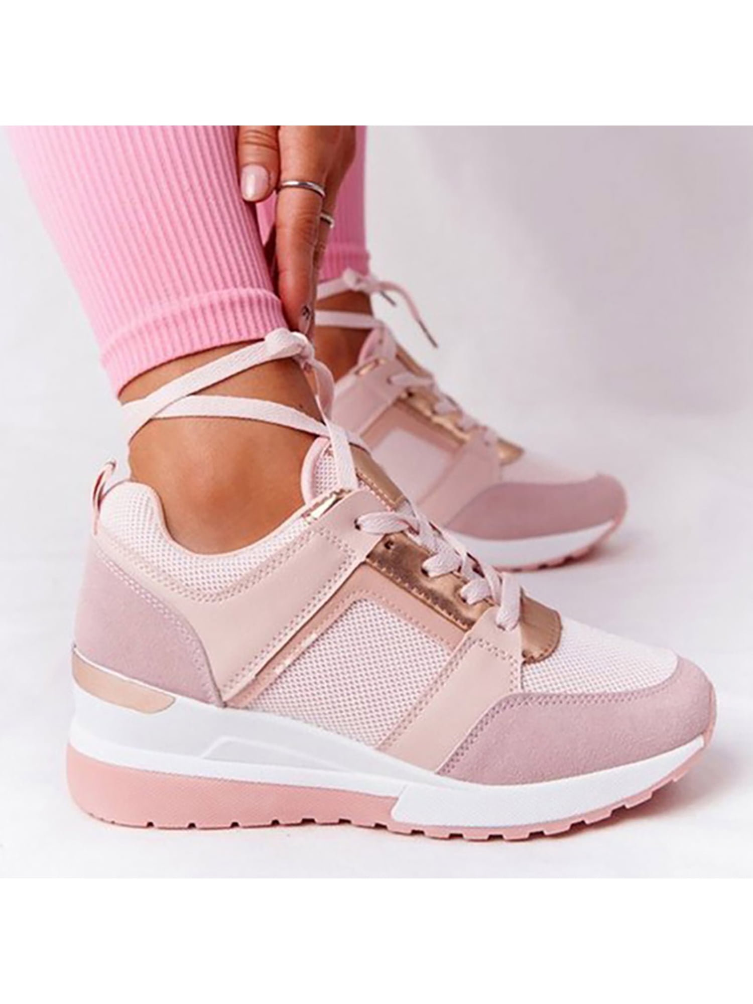 Midress Womens Fashion Casual Platform Wedges Tennis Walking Sneakers Air Sneakers Thick Bottom Shake Shoes High Heel Fitness Shoes 