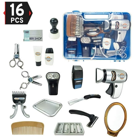 Fashion Barber Pretend Play Tool Kit Hair Stylist Salon Playset