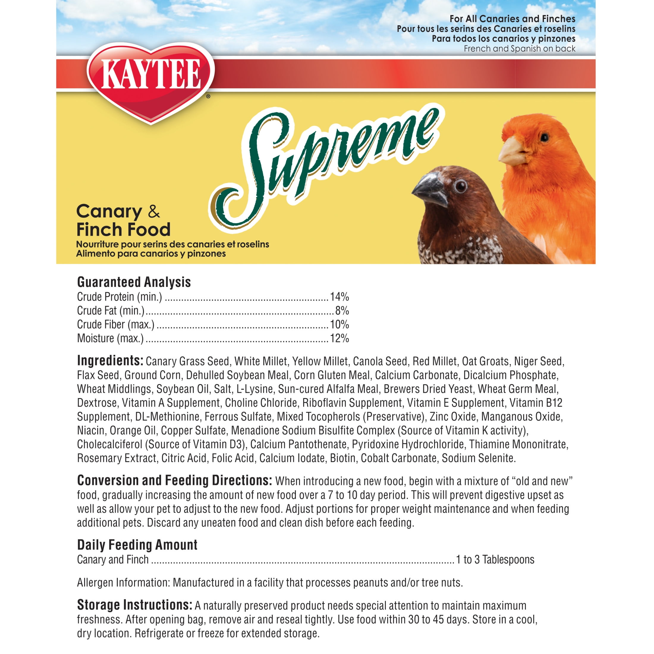 Kaytee Supreme Canary & Finch Food 20 LB