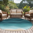 thumbnail image 5 of Turquoise Ombre Stripe Round Rugs 8ft, Summer Beach Abstract Waves Moires Non Slip Washable Rug Runner, Low Pile Indoor Floor Carpet Mat Bathroom Rugs for Living Room, Bedroom, Kids Room, 5 of 9