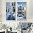 thumbnail image 1 of Designart "Serene Snowy Winter II" Winter Landscape Framed Wall Art Set Of 2 - White Landscapes Framed Canvas Set For Living Room Decor, 1 of 6