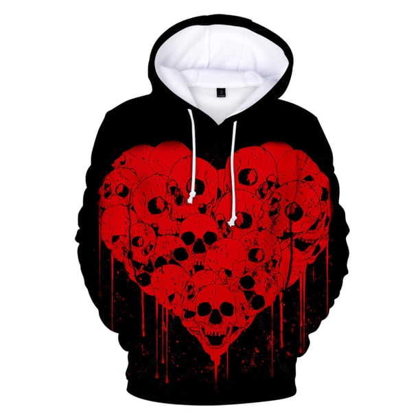 Suéter holgado de manga larga con capucha y estampado de moda para el día de San Valentín para hombres y mujeres