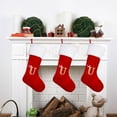 thumbnail image 3 of Monogram Christmas Stockings with Letters, 19 Inches Large Size Red Soft Christmas Stockings with Soft Plush Cuff for Xmas Tree Holiday Fireplace Decor, 3 of 5