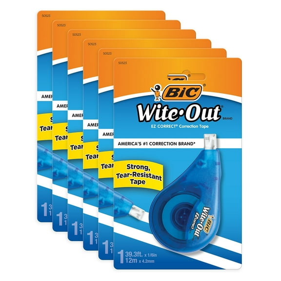 BIC Wite-Out EZ Correct Correction Tape White Pack of 6 (BICWOTAPP11-6)