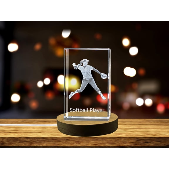 Softball Player 3D Engraved Crystal 3D Engraved Crystal Keepsake/Gift/Decor/Collectible/Souvenir