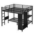 thumbnail image 5 of Metal Bunk Bed with Foldable Desk, Wardrobe & Guardrails - King Over Twin XL, Space Saving Design, Black, 5 of 9