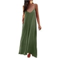 thumbnail image 4 of AherBiu Robes d'Été pour Femmes Sans Manches à Col en V Plongeant, Robes Maxi Fluides, Plage Bohème, Vacances, Longue Robe, 4 of 7