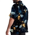thumbnail image 3 of Starry Bees in the Sky Men's Hawaiian Print Casual Button Down Short Sleeve Summer Beach Shirt - Unisex, 3 of 6