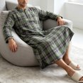 thumbnail image 4 of Purcolt Mens Nightgown Long Sleeve Plaid Print Lounge Sleep Shirt Pajama Nightshirt Soft Loose Sleepwear Comfy Nightwear S-3XL, 4 of 7