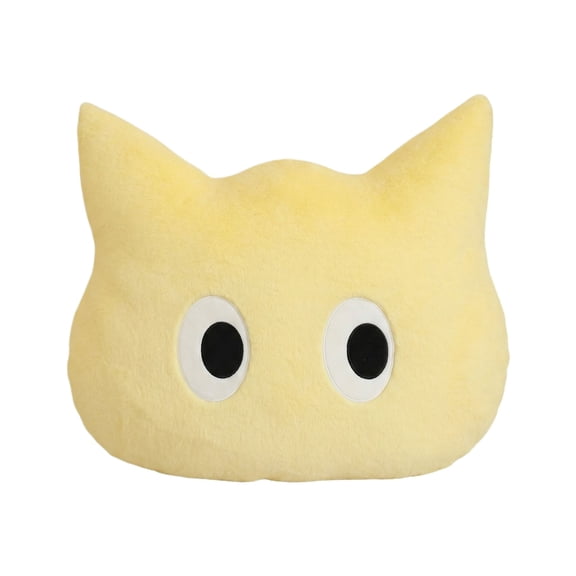 Adorable Big Eye Cat Head Plush Pillow Soft Stuffed Animal Cushion for Sofa Couch Bed Decor Large 18 Inch Hugging Pillow for Girls and Boys Yellow