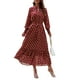 thumbnail image 1 of Vestido de mujer con cinturón y puños fruncidos, manga acampanada, dobladillo con volantes, cuello recortado, vestido estampado de puntos, rojo vino M, 1 of 6