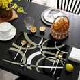 thumbnail image 3 of Black Geometric Placemats Set of 4, Modern Sage Green White Striped Art Placemats for Dining Table, Place Mats for Kitchen Tabletop, Waterproof Wipeable Dining Table Mats Set, 3 of 9