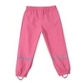 thumbnail image 5 of Children Boys Girls Rain Pants Reflective Stripe Waterproof Windproof Elastic Waist Rain Wear For Outdoor Activities,Hot Pink,110-116, 5 of 7