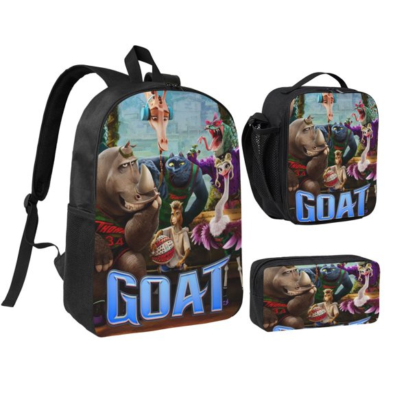 GOAT Movie Three piece backpack set young backpack combination backpack lunch bag pencil case