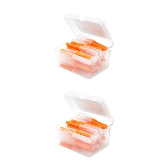 Seitruly 40 Uds cepillo interdental Push-Pull cepillos de en forma de I herramienta de higiene bucal para interiores y exteriores hogar viaje Naranja 0.6 mm 2piezas