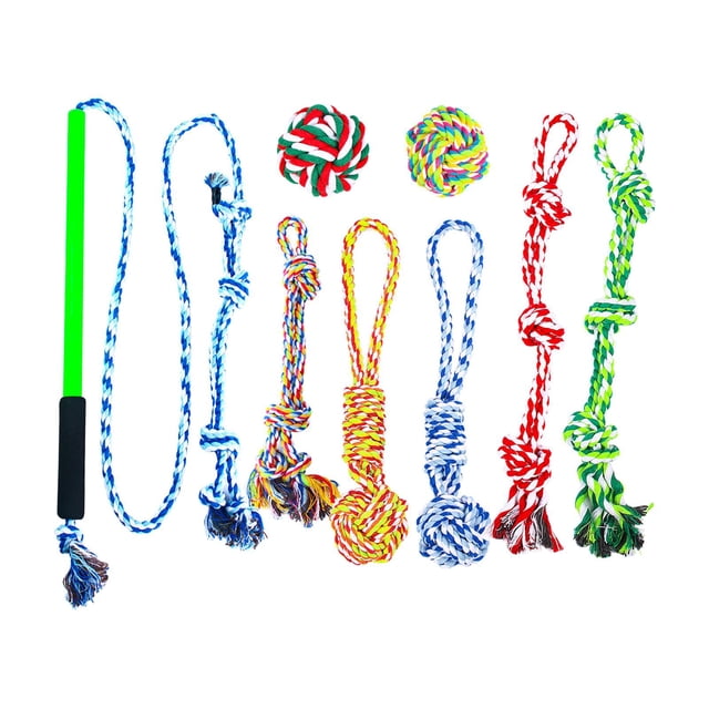 GROWTH TANK 8Pcs Pole Toy Dog Teaser Pet Teasing Pole for Small Medium Large Dogs Blue M