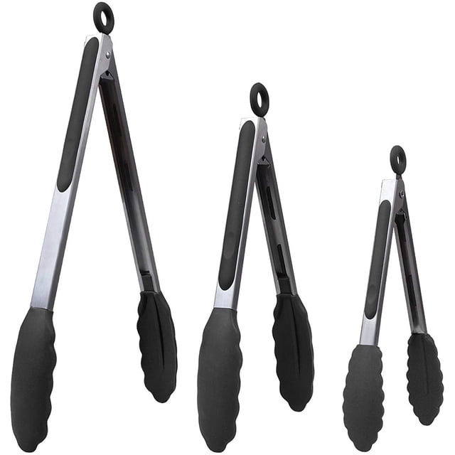 Pinzas de cocina Adepaton con punta de goma y núcleo de acero inoxidable paquete de 3 7 9 12 pulgadas
